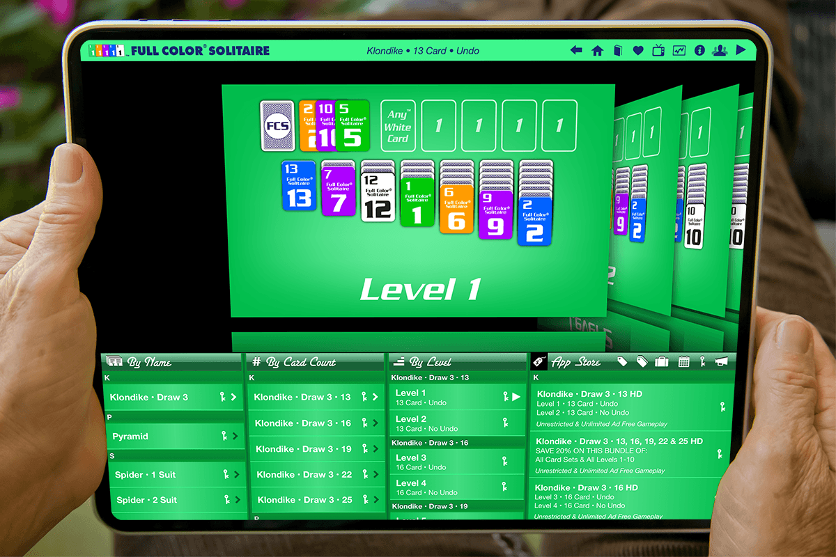 full_color_solitaire_choose_level_klondike_3_all_10_levels.gif